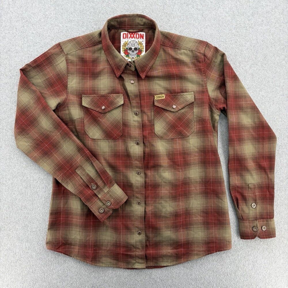 DIXXON Red and Olive Plaid Casual Button-Down Shirt